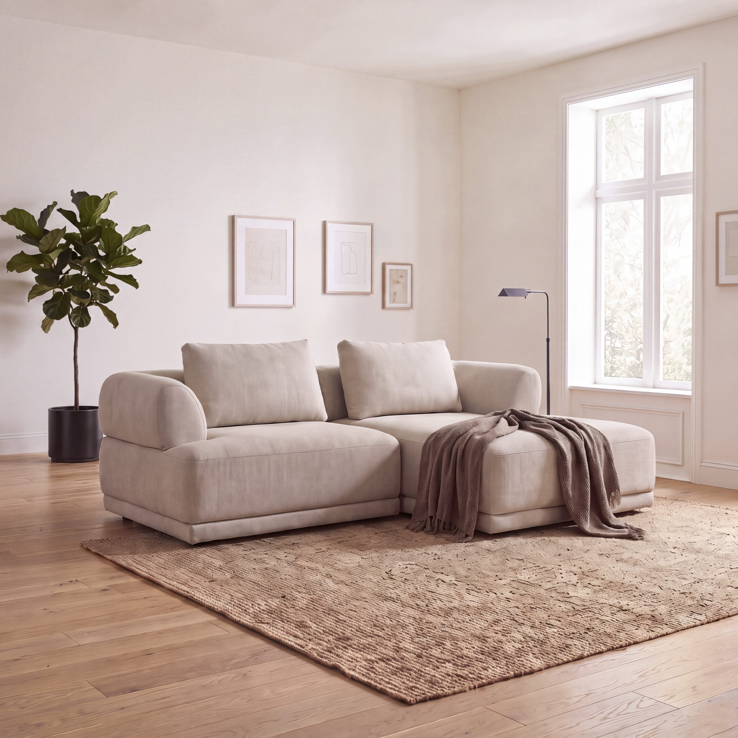 Burano Sofa 331 Attraction 01 Nature 1,5 pers #0G3+Chaiselong 0H2#