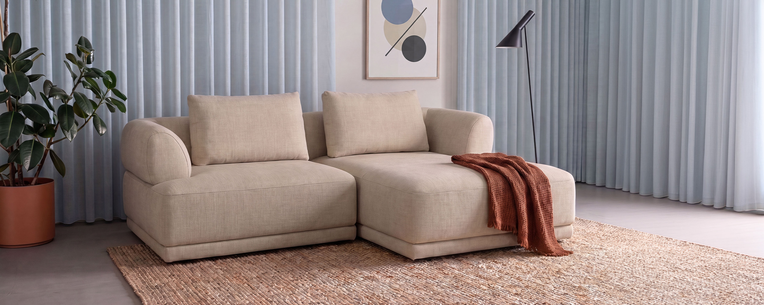 Burano Sofa 331 Attraction 01 Nature 1,5 pers #0G3+Chaiselong 0H2#_1_banner